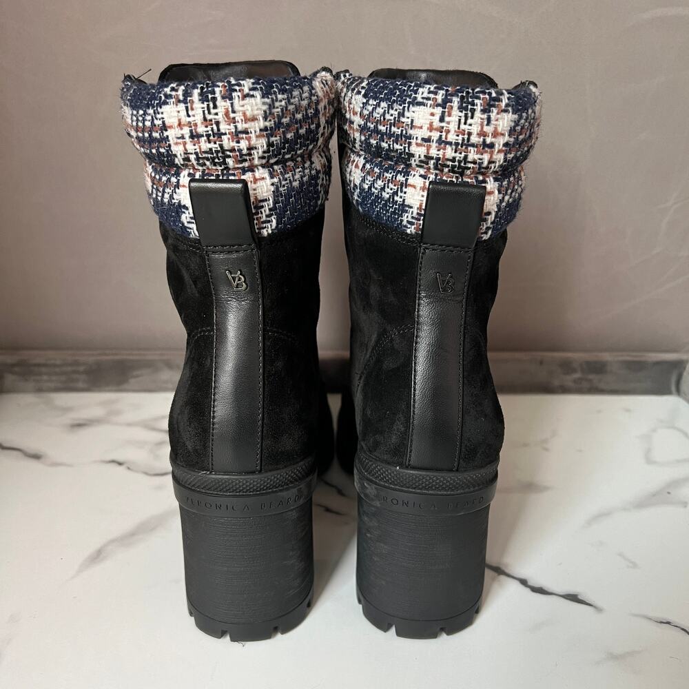 Veronica Beard Black Suede Water Resistant Hiker Boots Size 8 - Picture 7 of 9